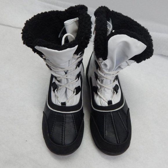 Totes Womens Black and White Snow Boots Lace Up Size 7M - Picture 4 of 14